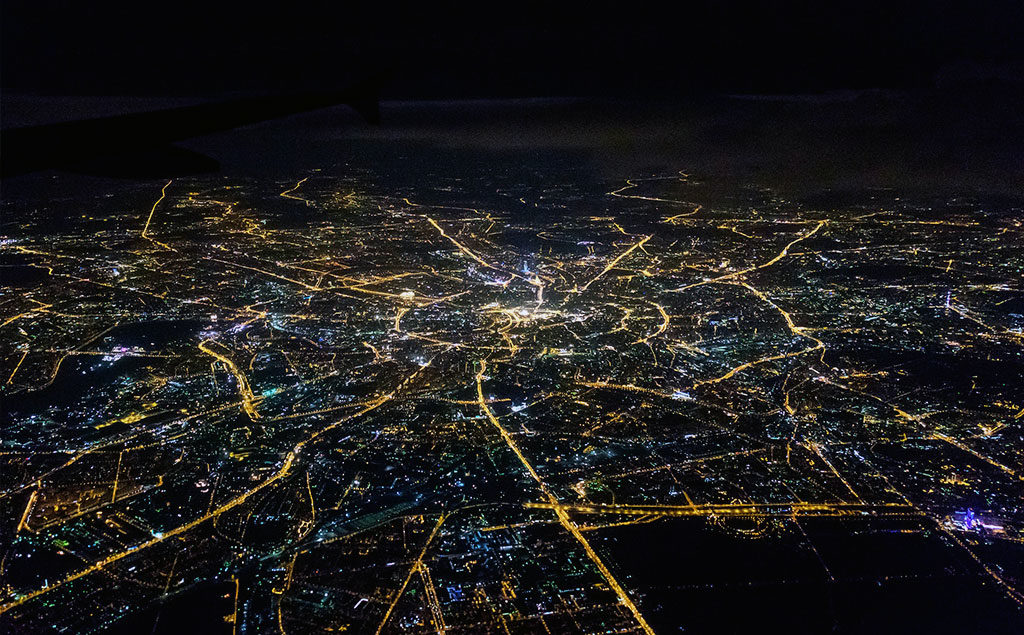 Aus dem Flugzeug über Moskau
