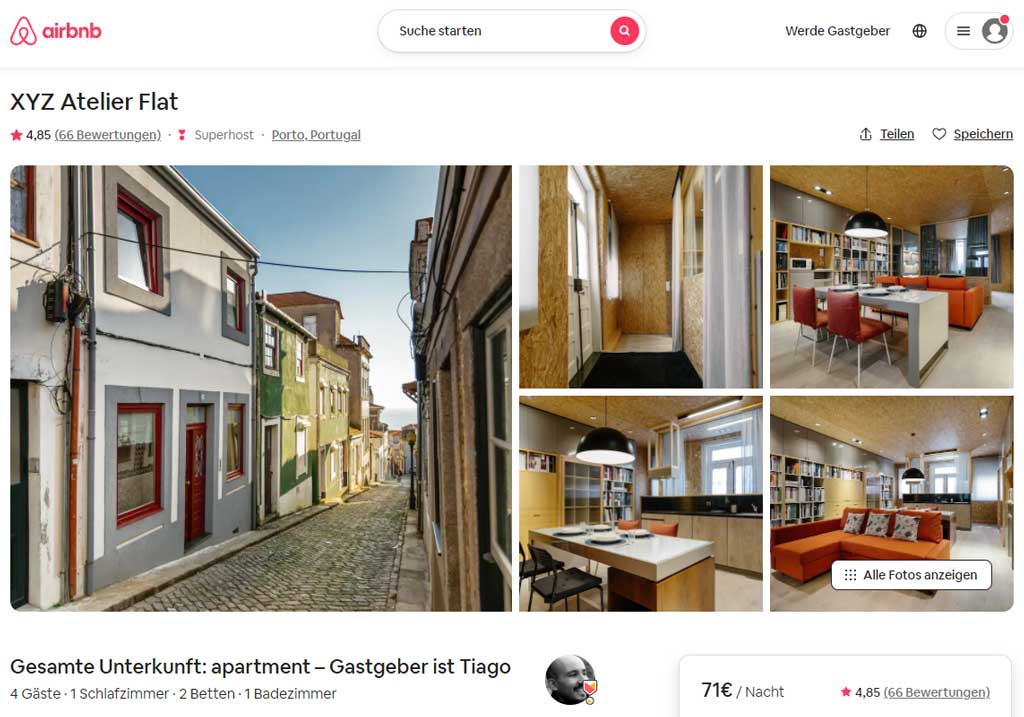 Ferienwohnung auf Airbnb by Gastgeber Tiago