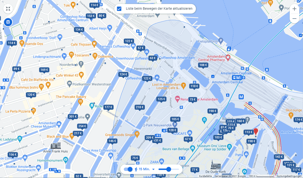 Google Hotels Karte Unterkunft Amsterdam